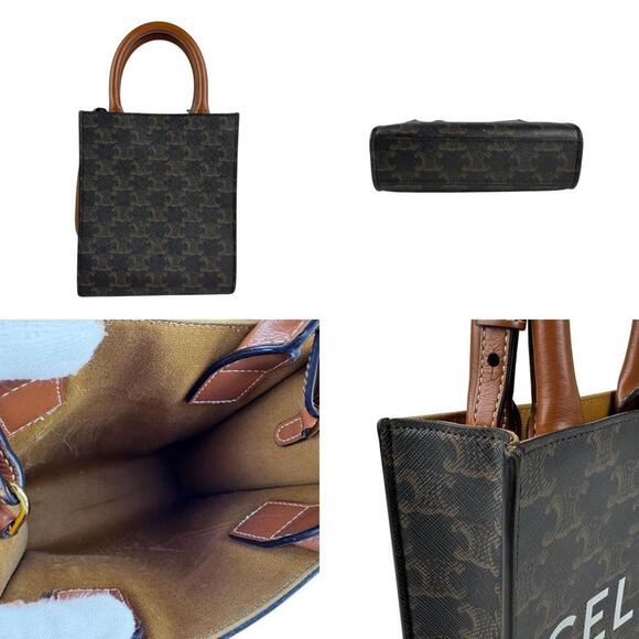 CELINE Brown Coated Canvas Shoulder Bag - Picture 3 of 5